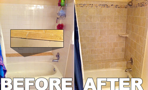 before and after shower remodel