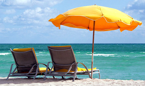 chair and umbrealla on beach