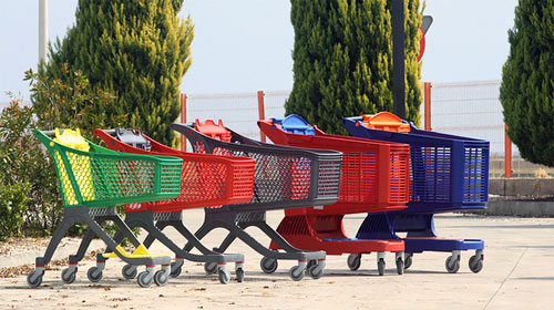 colorful grocery carts