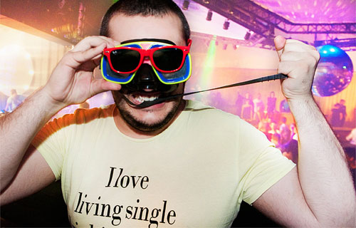 random disco sunglasses man
