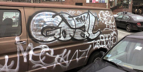 graffiti goal on van