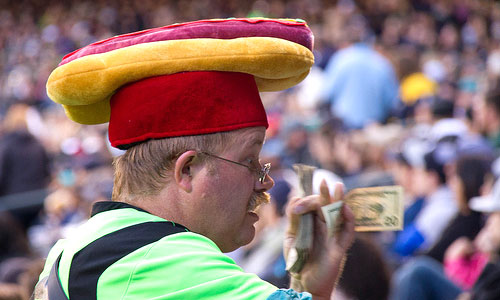 hot dog hat at baseball game