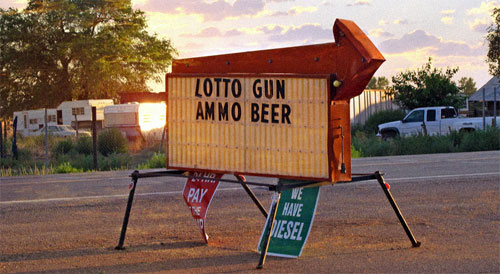 lotto gun ammo beer sign