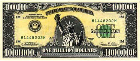 one million dollars dollar bill