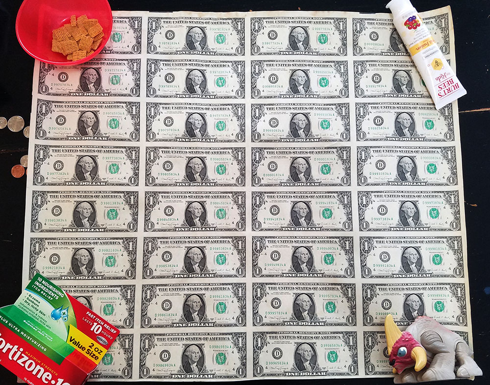 $1 bill uncut sheet