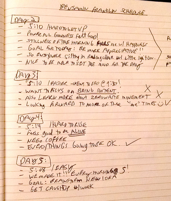 ben franklin schedule notes