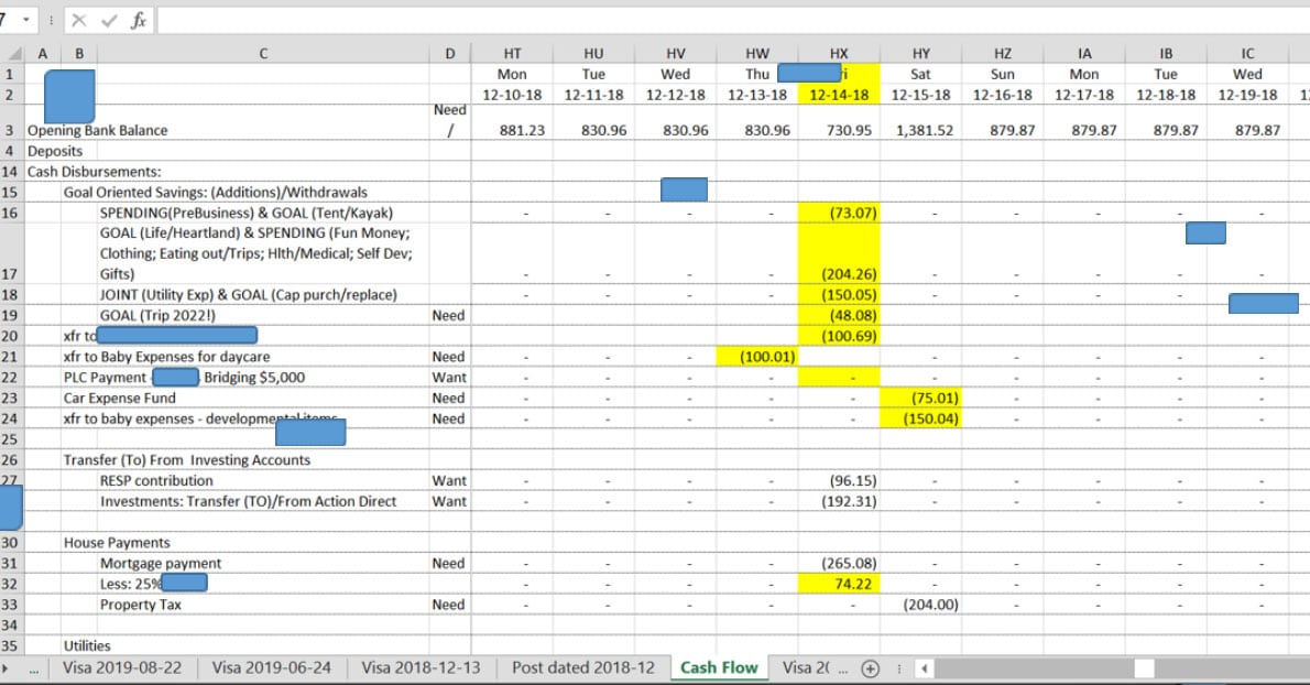 budgeting spreadsheet
