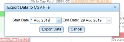 calendarbudget export csv