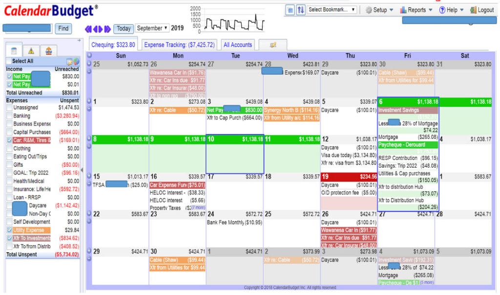 budget app with calendar