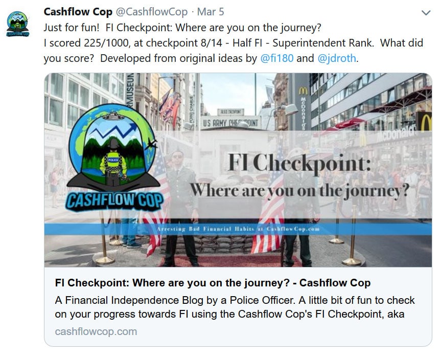 cashflow cop milestones tweet