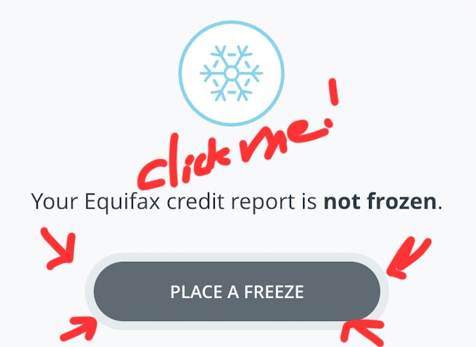 click credit freeze button