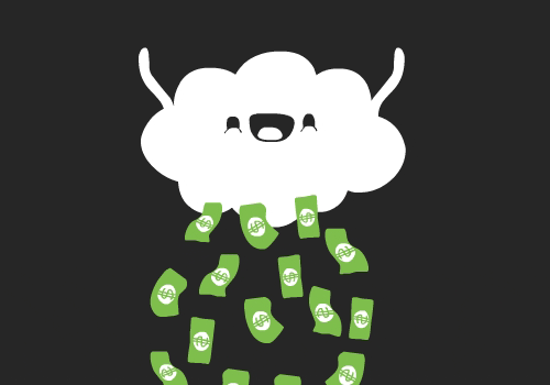 cloud vomiting money