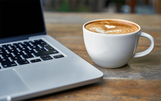 coffee heart laptop