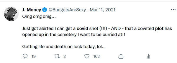 covid shot cemetery plot tweet
