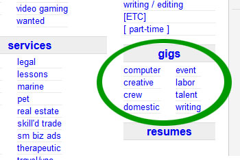 craigslist gigs section