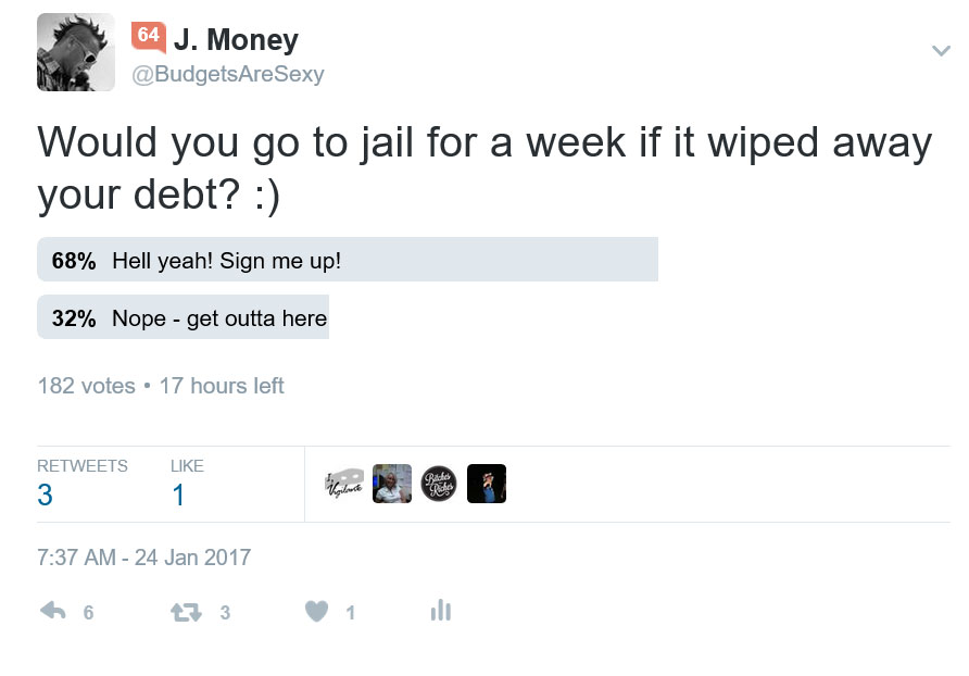 debt jail poll twitter