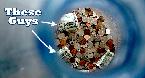 dollars coins jar savings