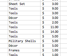 estate sale invoice