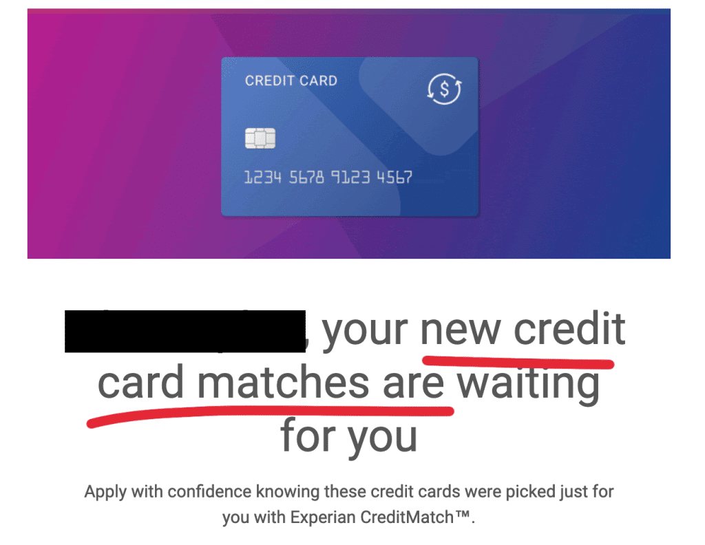 experian credit cards upsell