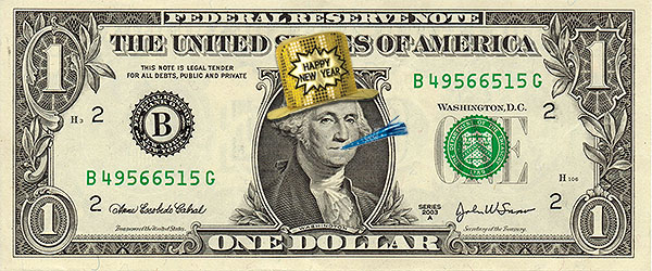 happy new year dollar bill