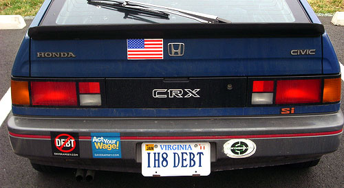 H8 Debt license plate