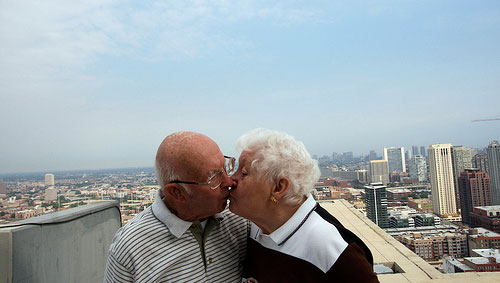 kissing grandparents