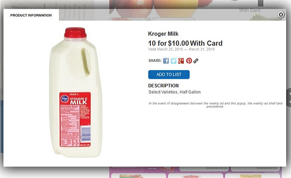kroger milk costs