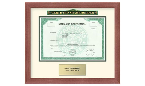 starbucks stock certificate