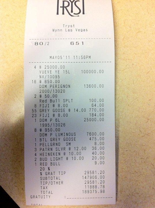 most expensive bar tab ever