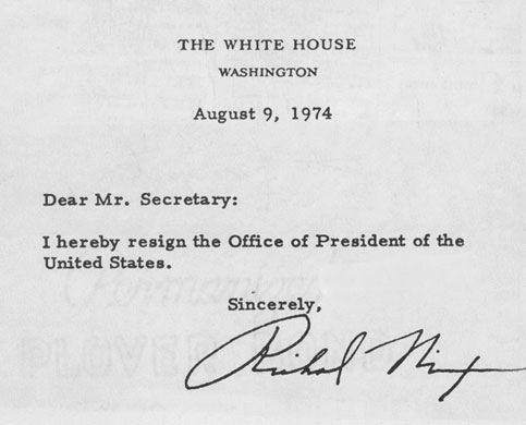 richard nixon resignation letter