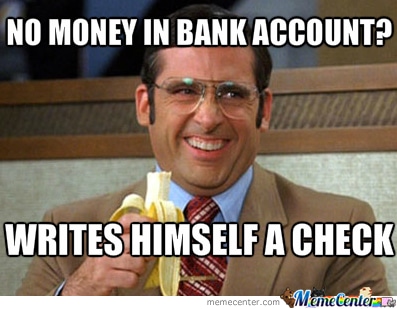 no money in bank account meme