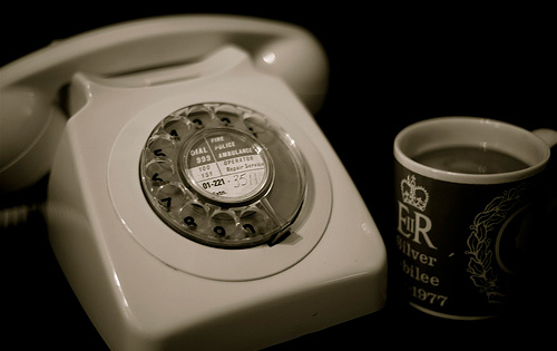 old nostalgic phone & coffee