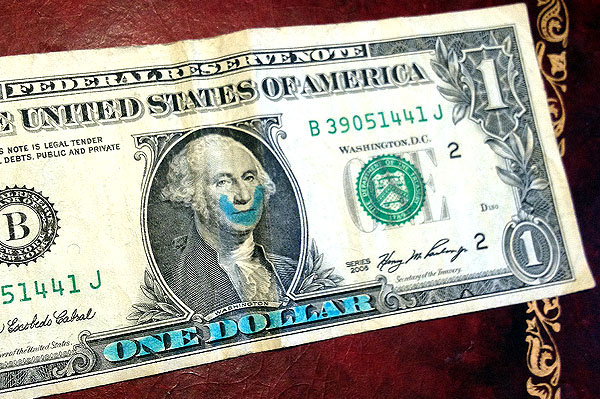 one dollar bill smile