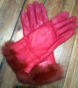pink leather gloves