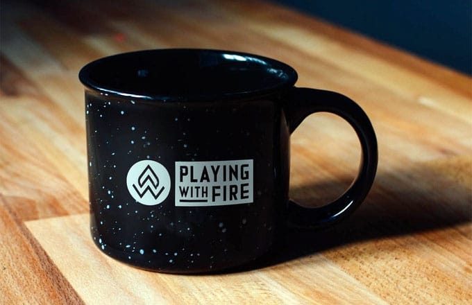 playing with fire coffee mug