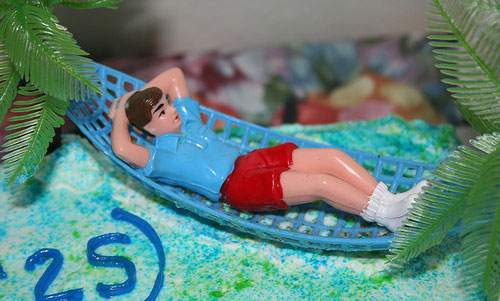 retirement cake - guy in hammock