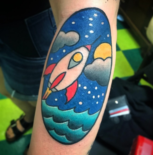 rocket ship tattoo