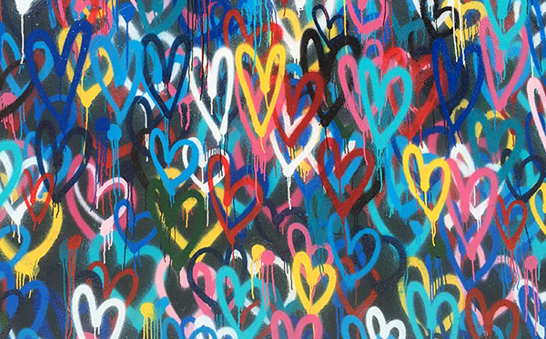 spray painted hearts