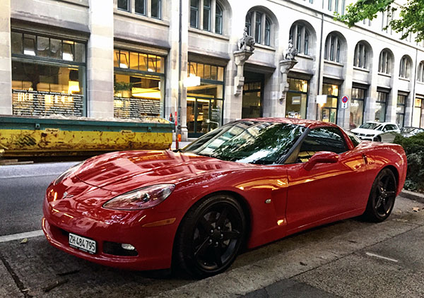 sweet red convertible corvette