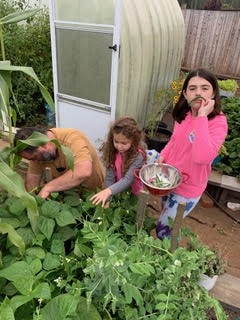 grandkids working in garden